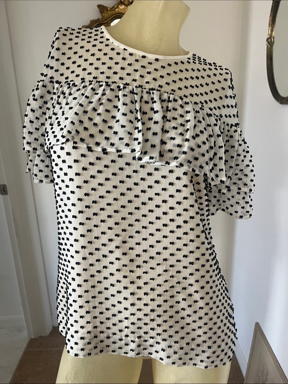 J. Crew Silk Blend Top With Velvet Bows